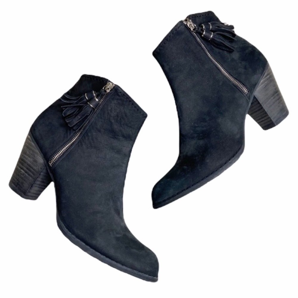 Stuart Weitzman Prancing Tassel Nubuck Leather Ankle Boots